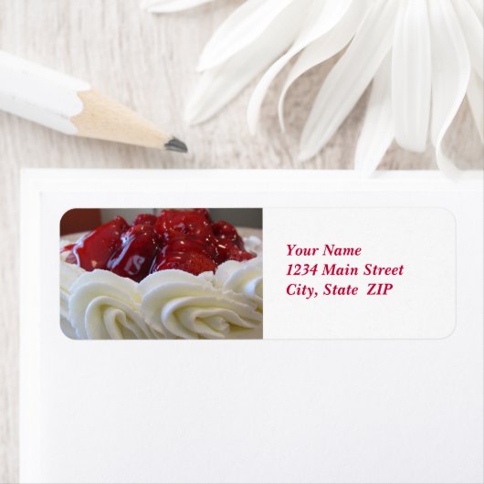 Adresetiketten—Aardbeientaart Etiket (Insitu)