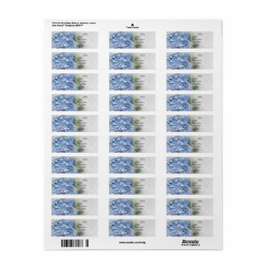 Adresetiketten Blauwe hydrangeas Etiket (Full Sheet)