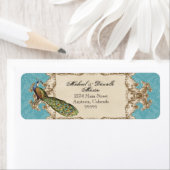 Adresetiketten - Blauwe pauw & etsen Etiket (Insitu)