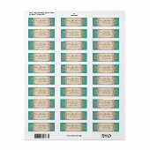 Adresetiketten - Blauwgroen  pauw & etsen Etiket (Full Sheet)