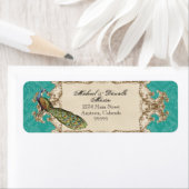 Adresetiketten - Blauwgroen  pauw & etsen Etiket (Insitu)