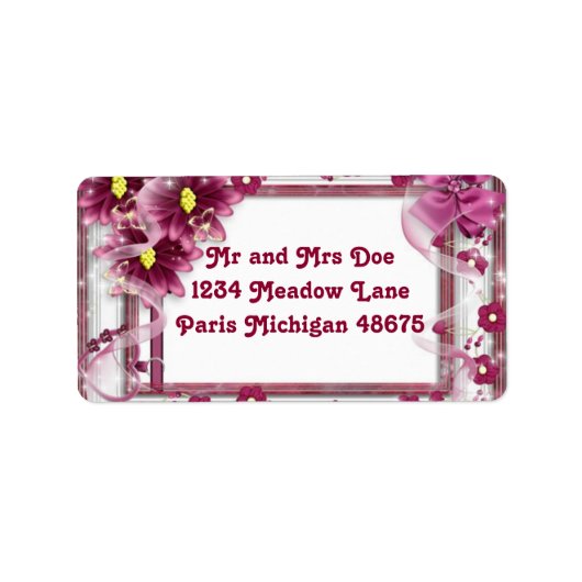 Adresetiketten/bloemen en lint etiket (Voorkant)
