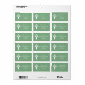 Adresetiketten Bloemenkruis Doopsel Sage Green Etiket (Full Sheet)