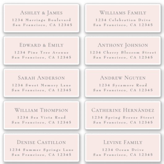 Adresetiketten bruiloft sticker (Voorkant)