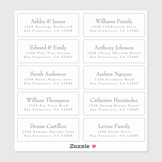 Adresetiketten  bruiloft sticker (Vel)