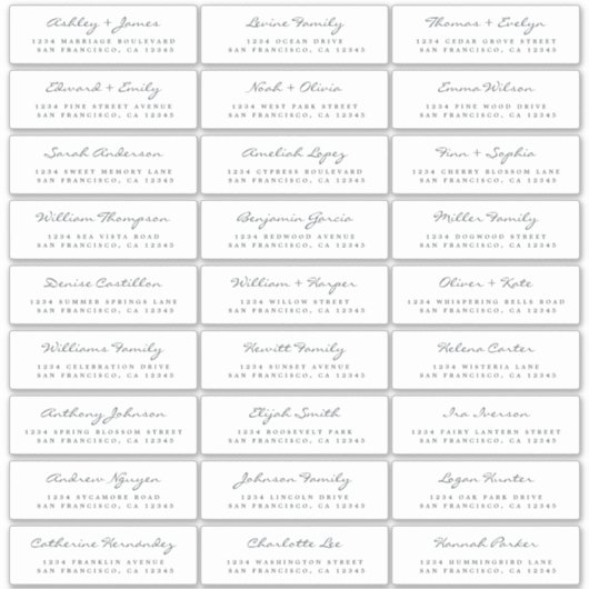 Adresetiketten bruiloft sticker (Voorkant)