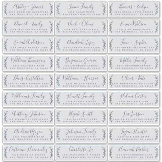 Adresetiketten bruiloft sticker (Voorkant)