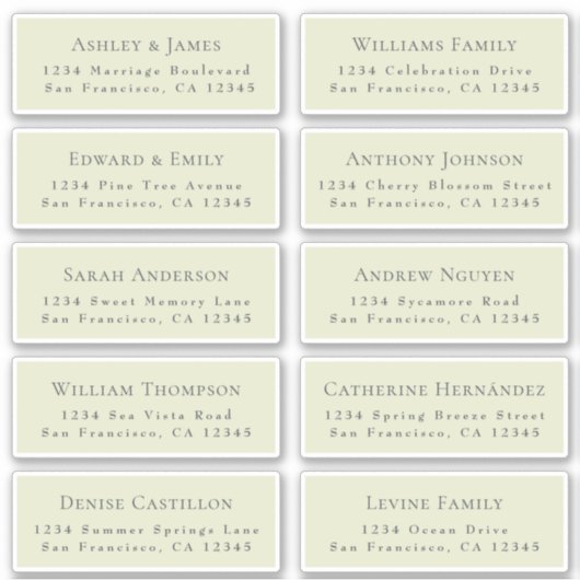 Adresetiketten bruiloft sticker (Voorkant)