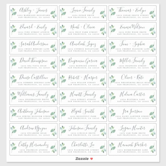 Adresetiketten bruiloft sticker (Vel)