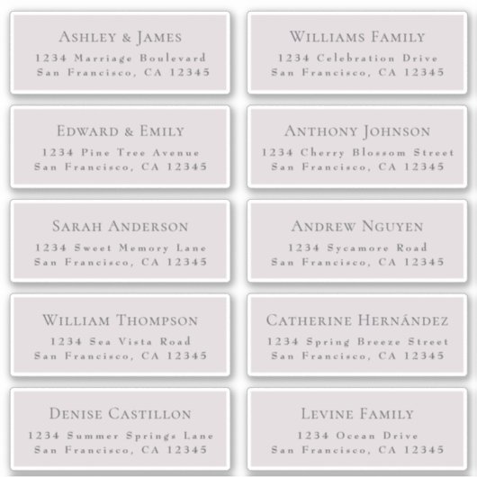 Adresetiketten bruiloft sticker (Voorkant)