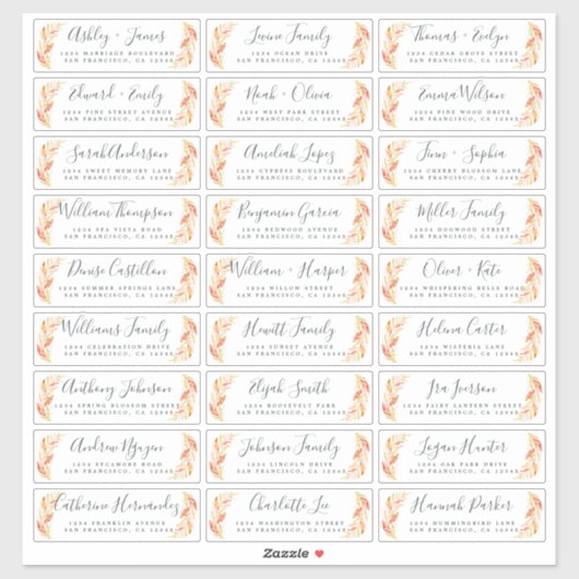 Adresetiketten bruiloft sticker (Vel)