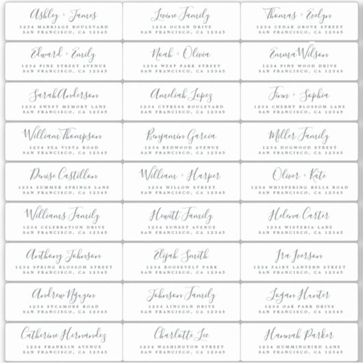 Adresetiketten bruiloft sticker (Voorkant)