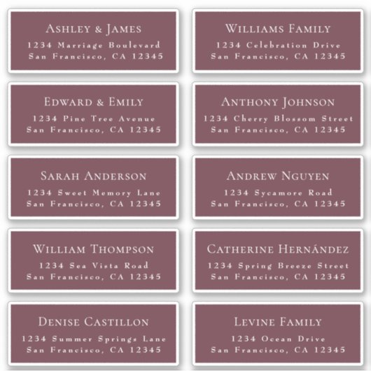 Adresetiketten bruiloft sticker (Voorkant)