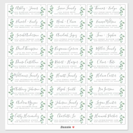 Adresetiketten bruiloft sticker (Vel)