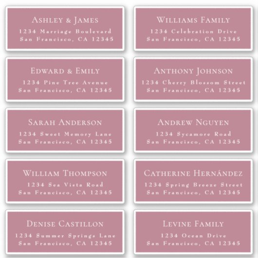 Adresetiketten bruiloft sticker (Voorkant)