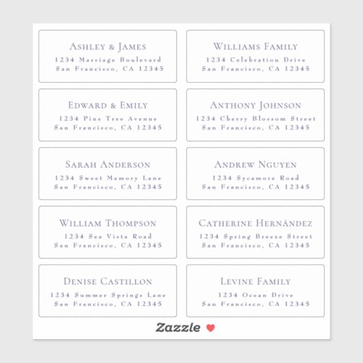 Adresetiketten bruiloft sticker (Vel)