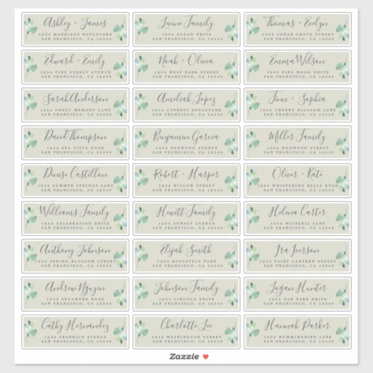 Adresetiketten bruiloft sticker (Vel)