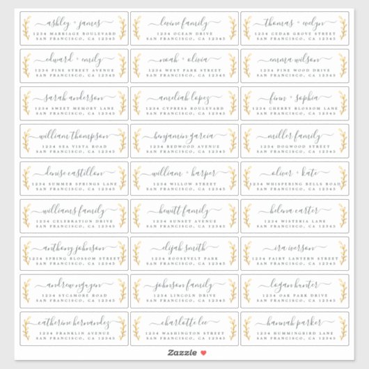 Adresetiketten bruiloft sticker (Vel)