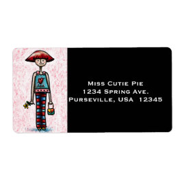 Adresetiketten, Cute Red Headed Girl Illustratie Etiket
