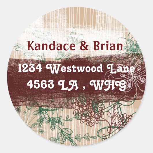 Adresetiketten doodbloemen ronde sticker (Voorkant)