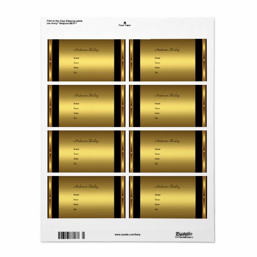 Adresetiketten Elegant Goud Etiket (Full Sheet)