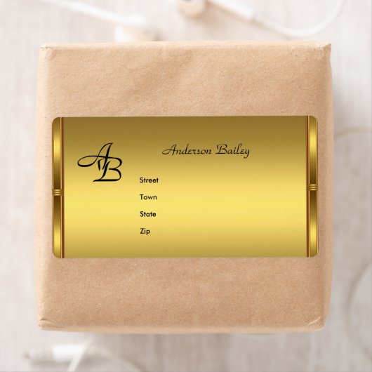 Adresetiketten Elegante gouden Initialen Etiket (Insitu)
