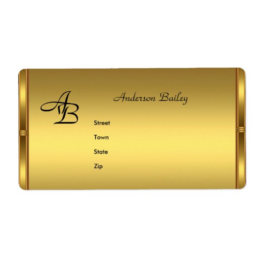 Adresetiketten Elegante gouden Initialen Etiket (Voorkant)