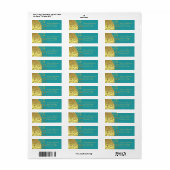 Adresetiketten—Gouden Swirls & Blauwgroen Etiket (Full Sheet)
