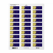 Adresetiketten—Gouden Swirls & Donkerblauw Etiket (Full Sheet)