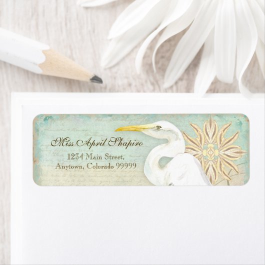 Adresetiketten - Great Egret Coastal Beach Etiket (Insitu)
