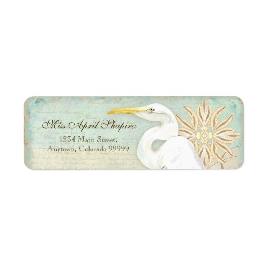Adresetiketten - Great Egret Coastal Beach Etiket (Voorkant)