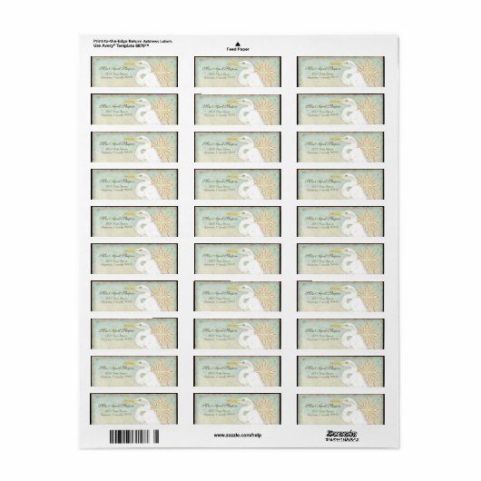 Adresetiketten - Great Egret Coastal Beach Etiket (Full Sheet)