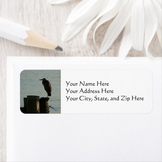 Adresetiketten: grote blauwe reiger etiket (Insitu)