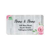 Adresetiketten Houtbloem Bloemen Roze Rozen Etiket (Voorkant)