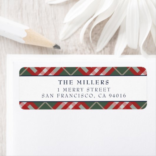 Adresetiketten kerstFeestdagen met Tartan Pset Etiket (Insitu)