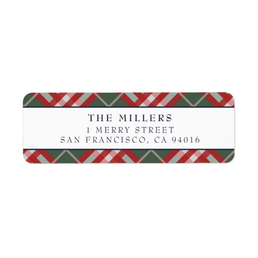 Adresetiketten kerstFeestdagen met Tartan Pset Etiket (Voorkant)