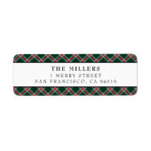 Adresetiketten kerstFeestdagen met Tartan Pset Etiket (Voorkant)