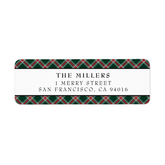 Adresetiketten kerstFeestdagen met Tartan Pset Etiket (Voorkant)