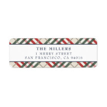 Adresetiketten kerstFeestdagen met Tartan Pset