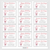 Adresetiketten met de kerstfeestdagen in Waving Sa Sticker (Vel)