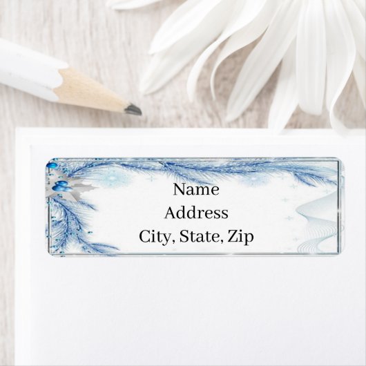 Adresetiketten met een blauwe pine-winterkerstbrui etiket (Insitu)