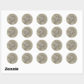 adresetiketten met gele rozen ronde sticker (Vel)