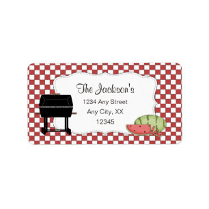 Adresetiketten met grill en watermeloen etiket