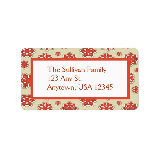 Adresetiketten met kerst-snowflakes etiket (Voorkant)
