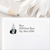 Adresetiketten met kerstbomen voor zwarte katten etiket (Insitu)