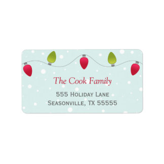 Adresetiketten met kerstlampjes etiket
