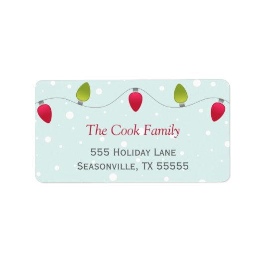 Adresetiketten met kerstlampjes etiket (Voorkant)