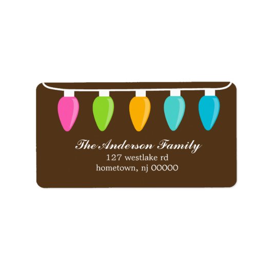 Adresetiketten met kerstlampjes etiket (Voorkant)