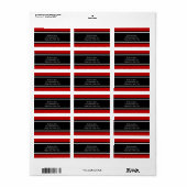 Adresetiketten met rode, witte en zwarte strepen etiket (Full Sheet)