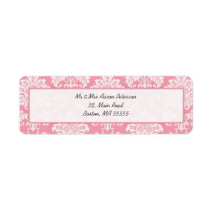 Adresetiketten met roze Damask Etiket